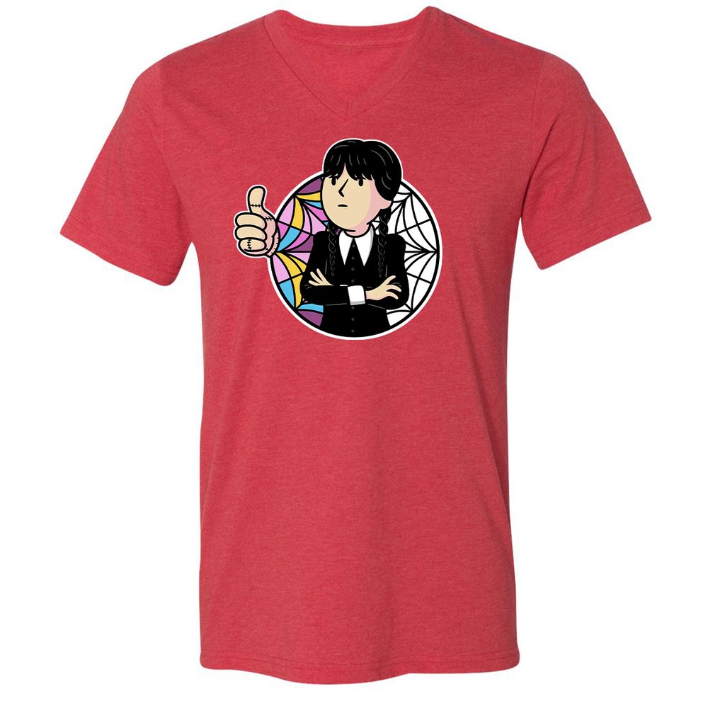 Unisex V-Neck T-Shirt - EDTXFLKL - Heather Red - 16