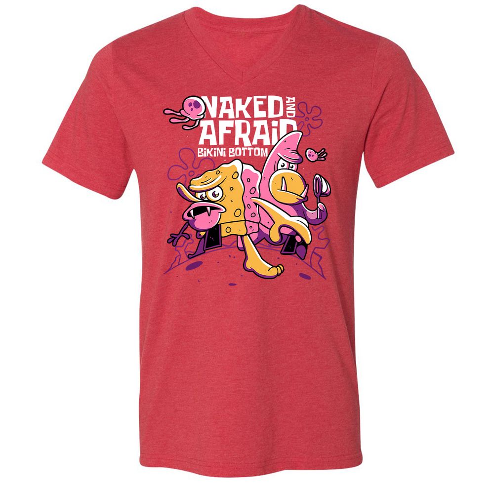 Unisex V-Neck T-Shirt - UNT6NFRV - Heather Red - 16