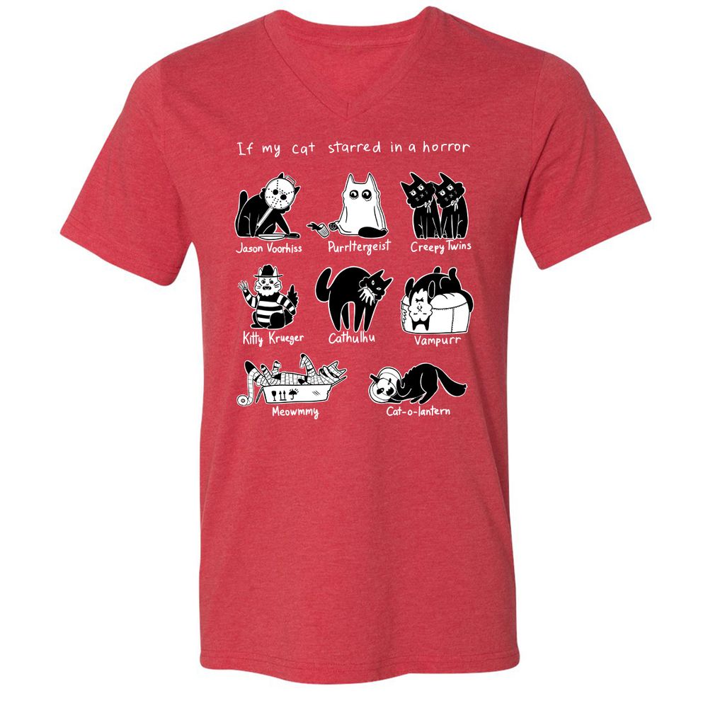 Unisex V-Neck T-Shirt - U3TK7NA8 - Heather Red - 16