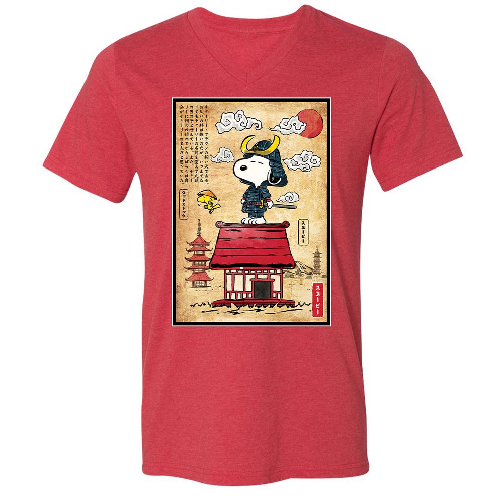 Unisex V-Neck T-Shirt - 49PCRJCS - Heather Red - 16