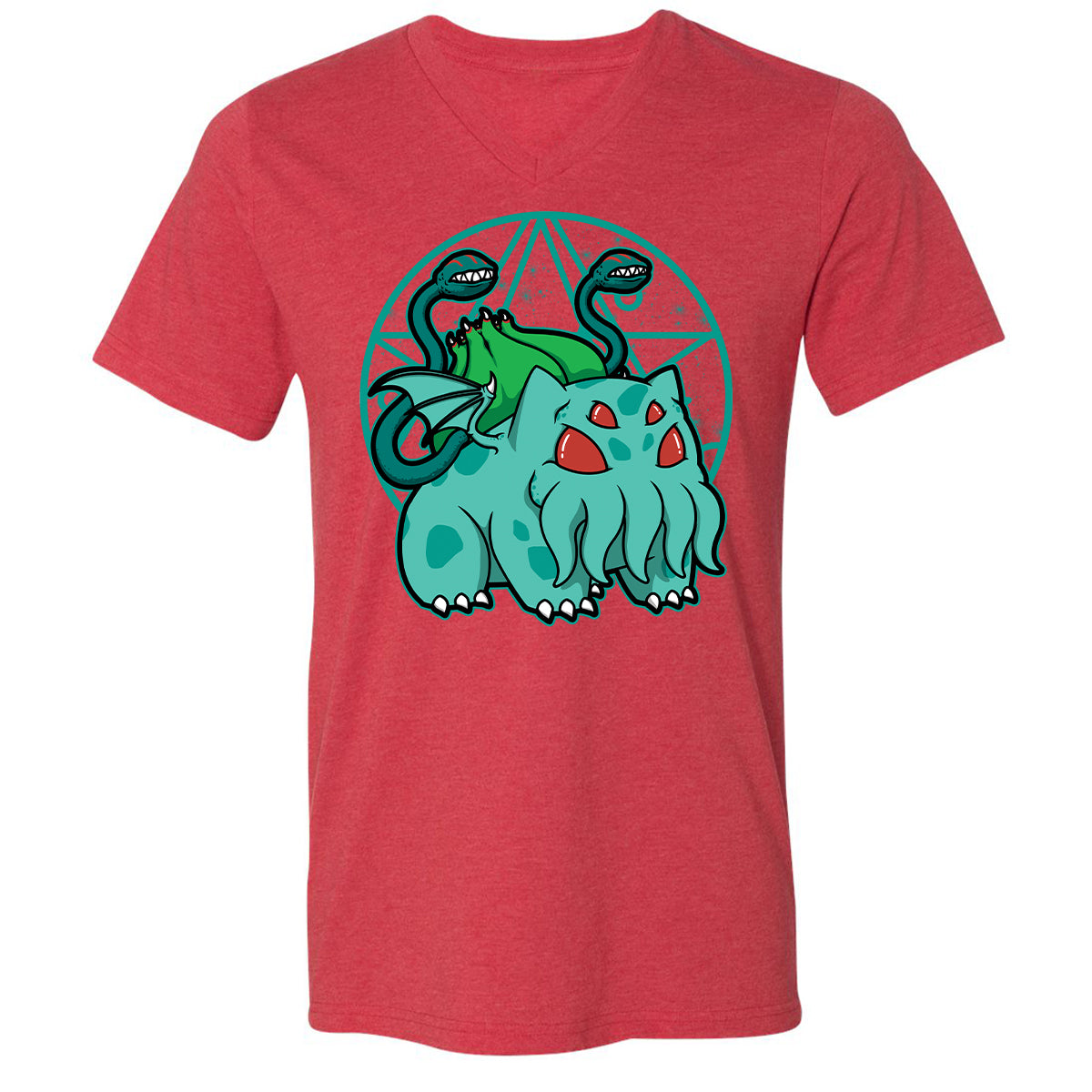 Unisex V-Neck T-Shirt - ZUWGGR9Q - Heather Red - 16