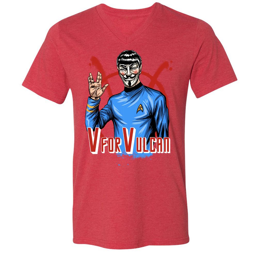 Unisex V-Neck T-Shirt - ZFHQZ5T9 - Heather Red - 16