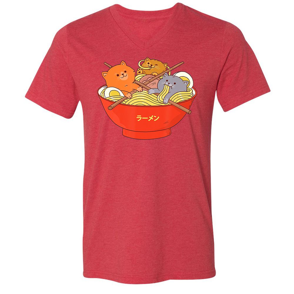 Unisex V-Neck T-Shirt - K1BDJEQY - Heather Red - 16