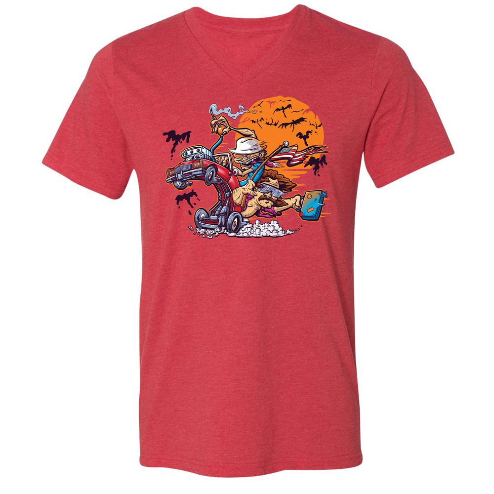 Unisex V-Neck T-Shirt - KZKCJ1RN - Heather Red - 16