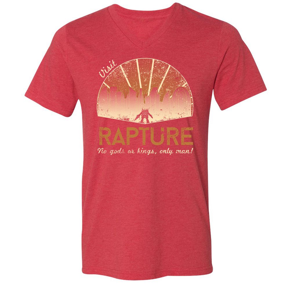 Unisex V-Neck T-Shirt - 1EGHDXGF - Heather Red - 16