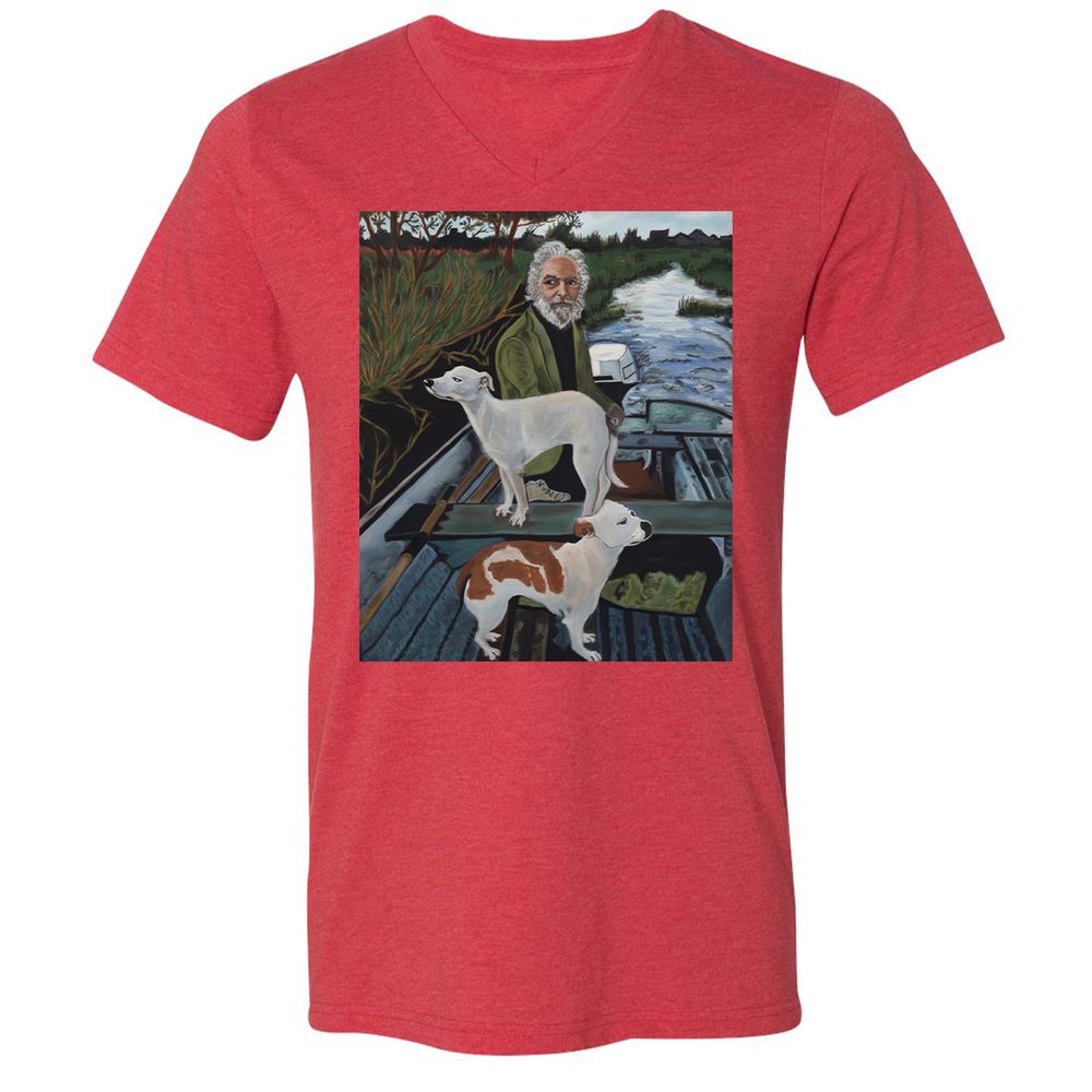 Unisex V-Neck T-Shirt - GQHE6N7J - Heather Red - 16
