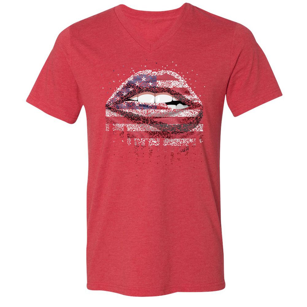 Unisex V-Neck T-Shirt - VAPHYMMY - Heather Red - 16