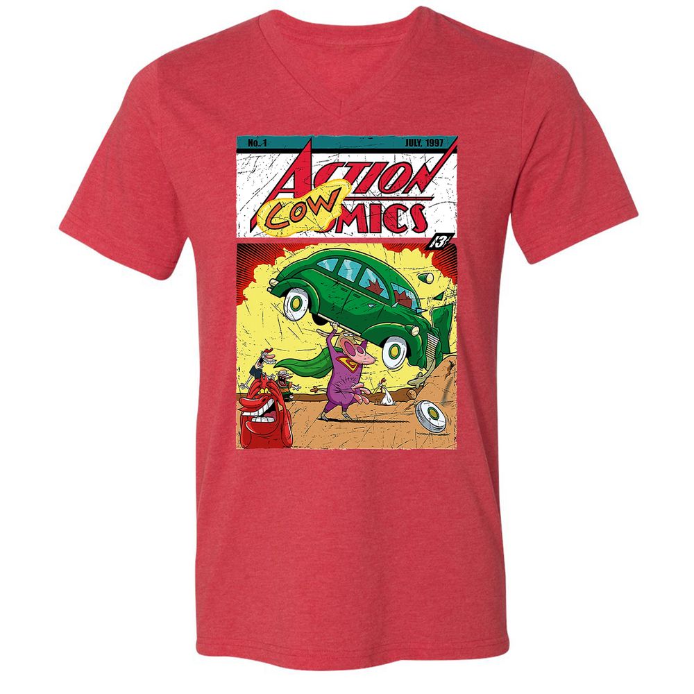 Unisex V-Neck T-Shirt - B6DDSGGC - Heather Red - 16