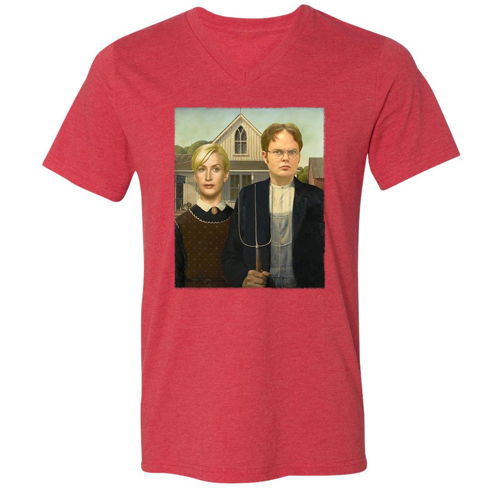 Unisex V-Neck T-Shirt - AP2K9UF9 - Heather Red - 16