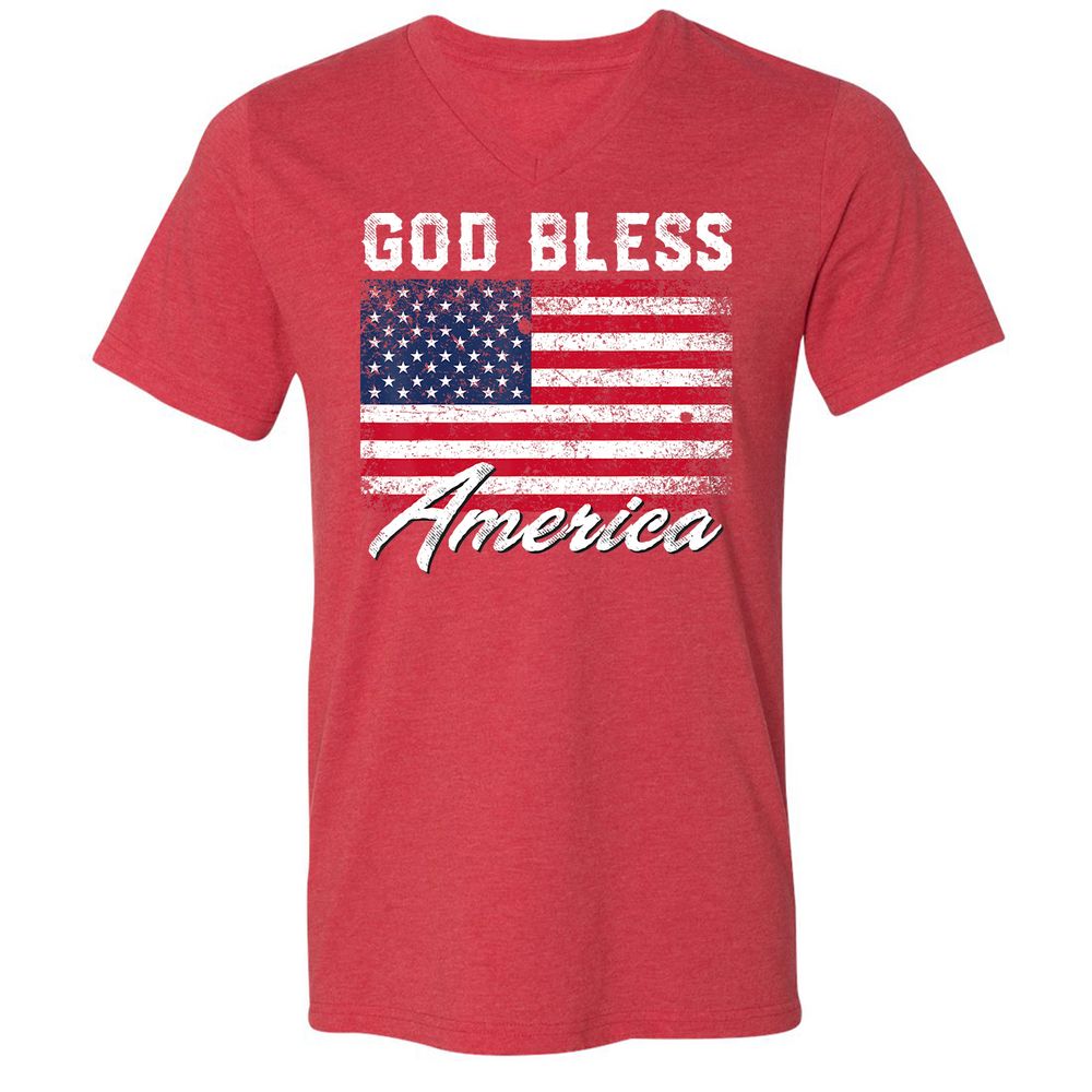 Unisex V-Neck T-Shirt - UFMRCDMY - Heather Red - 16