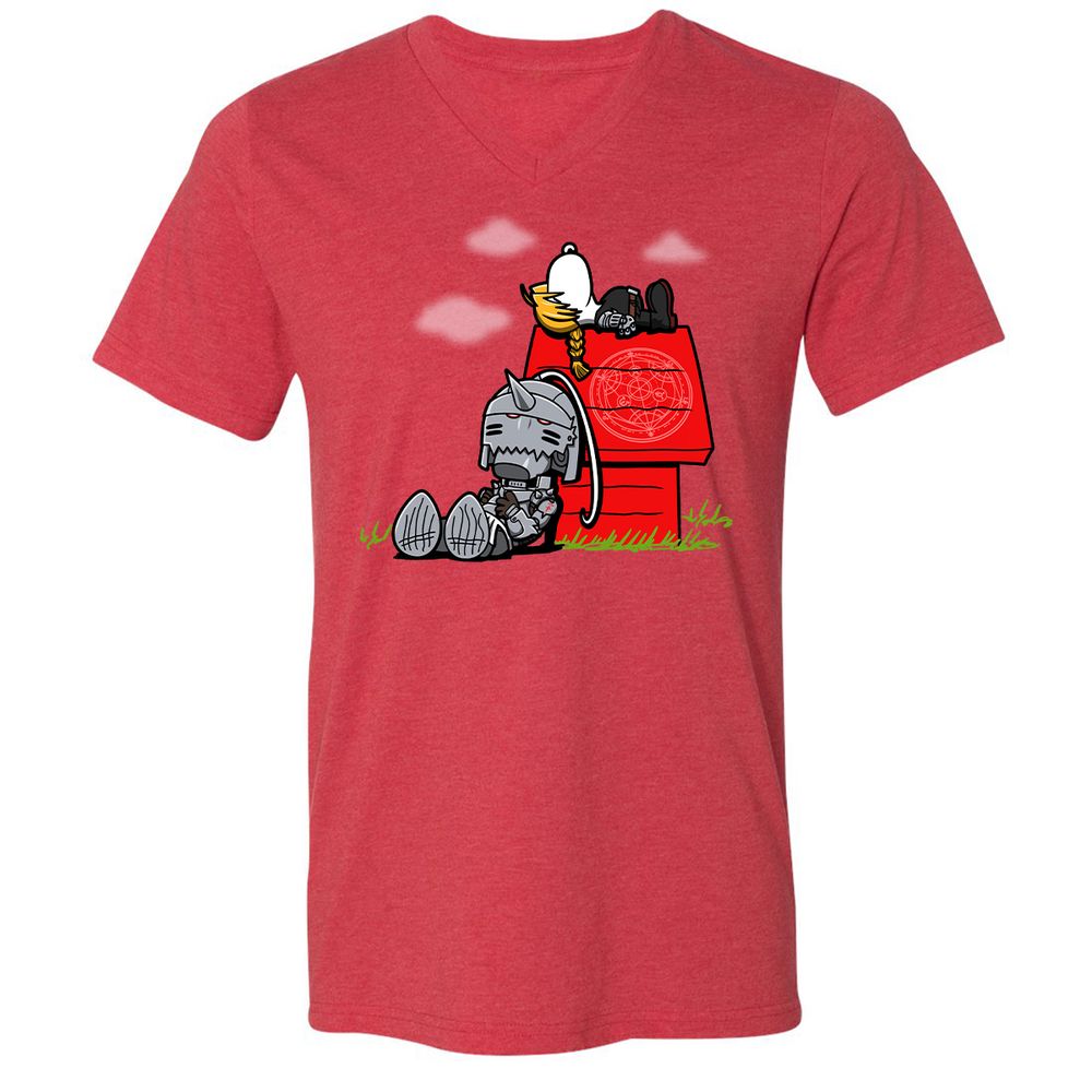 Unisex V-Neck T-Shirt - N9ANYMF8 - Heather Red - 16