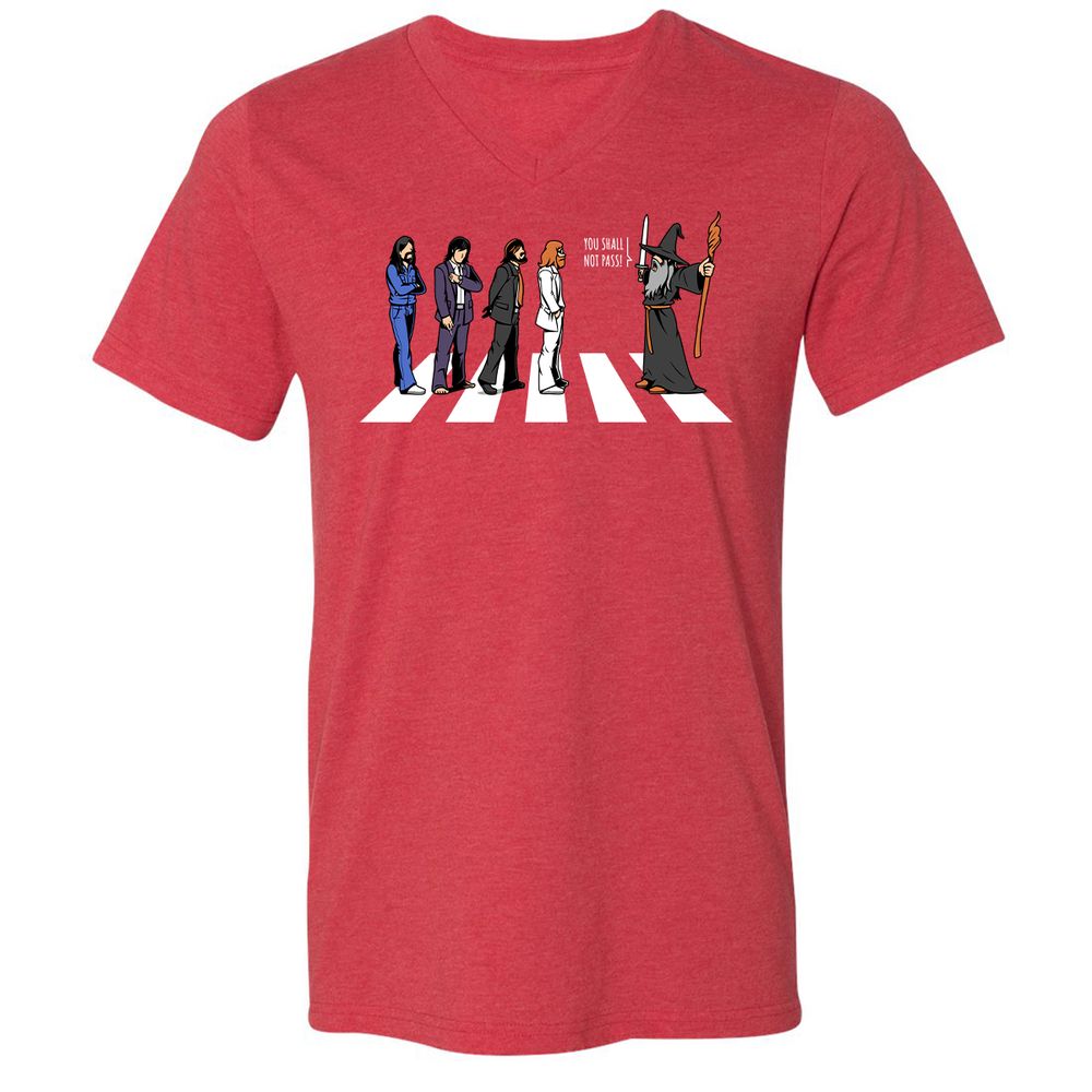 Unisex V-Neck T-Shirt - EELY7DAH - Heather Red - 16