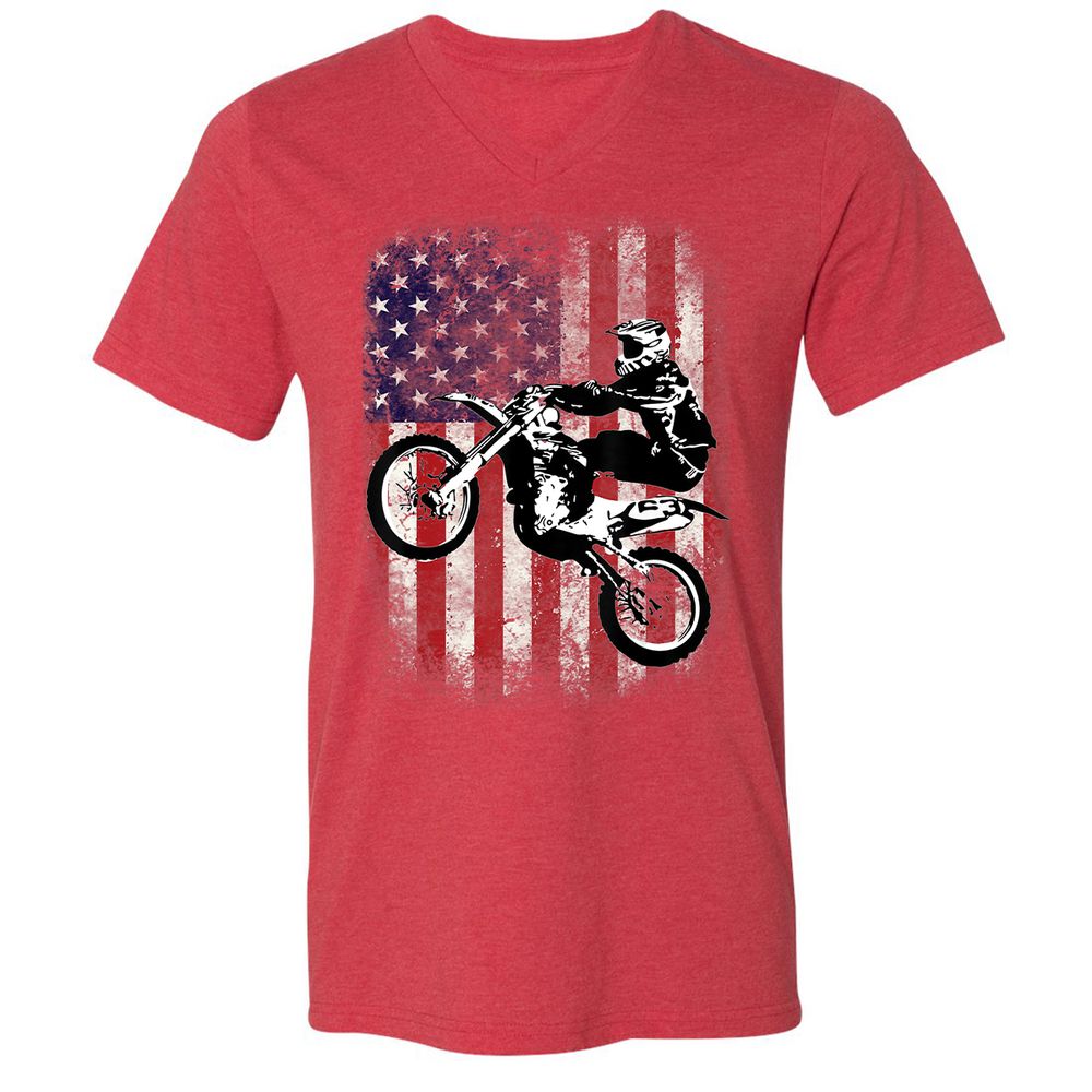 Unisex V-Neck T-Shirt - 7EDSG3VG - Heather Red - 16