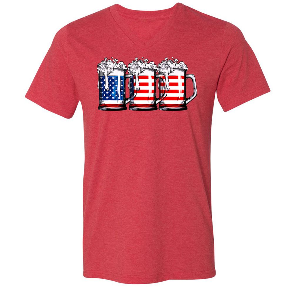 Unisex V-Neck T-Shirt - BJGR3HND - Heather Red - 16
