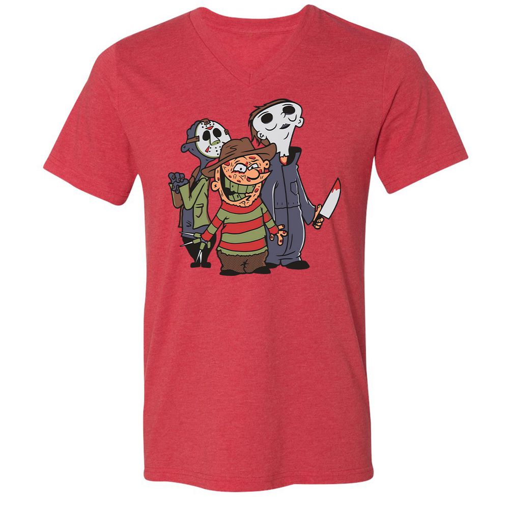 Unisex V-Neck T-Shirt - 66JE8PQM - Heather Red - 16