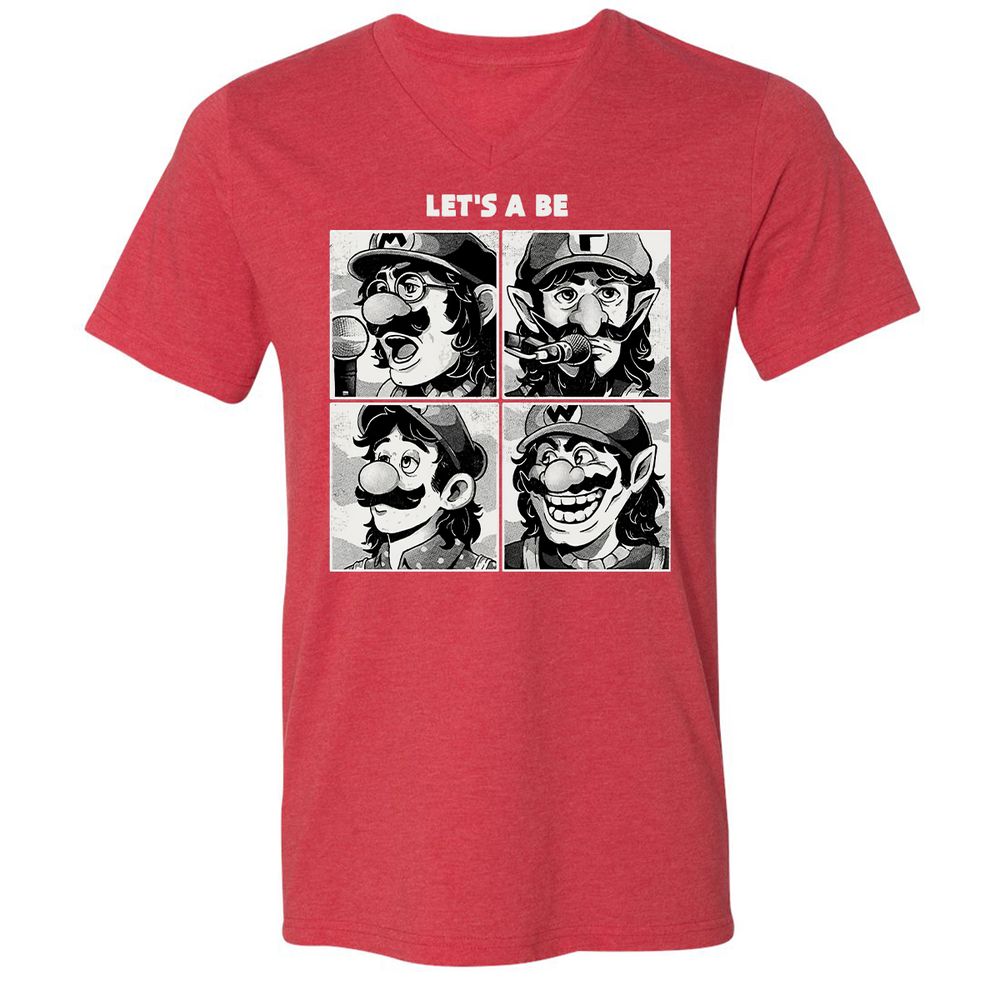 Unisex V-Neck T-Shirt - WH5C9F5V - Heather Red - 16