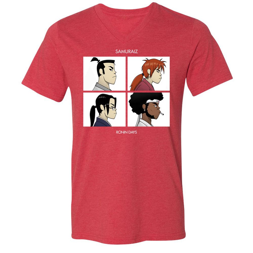 Unisex V-Neck T-Shirt - XFWR5DR4 - Heather Red - 16