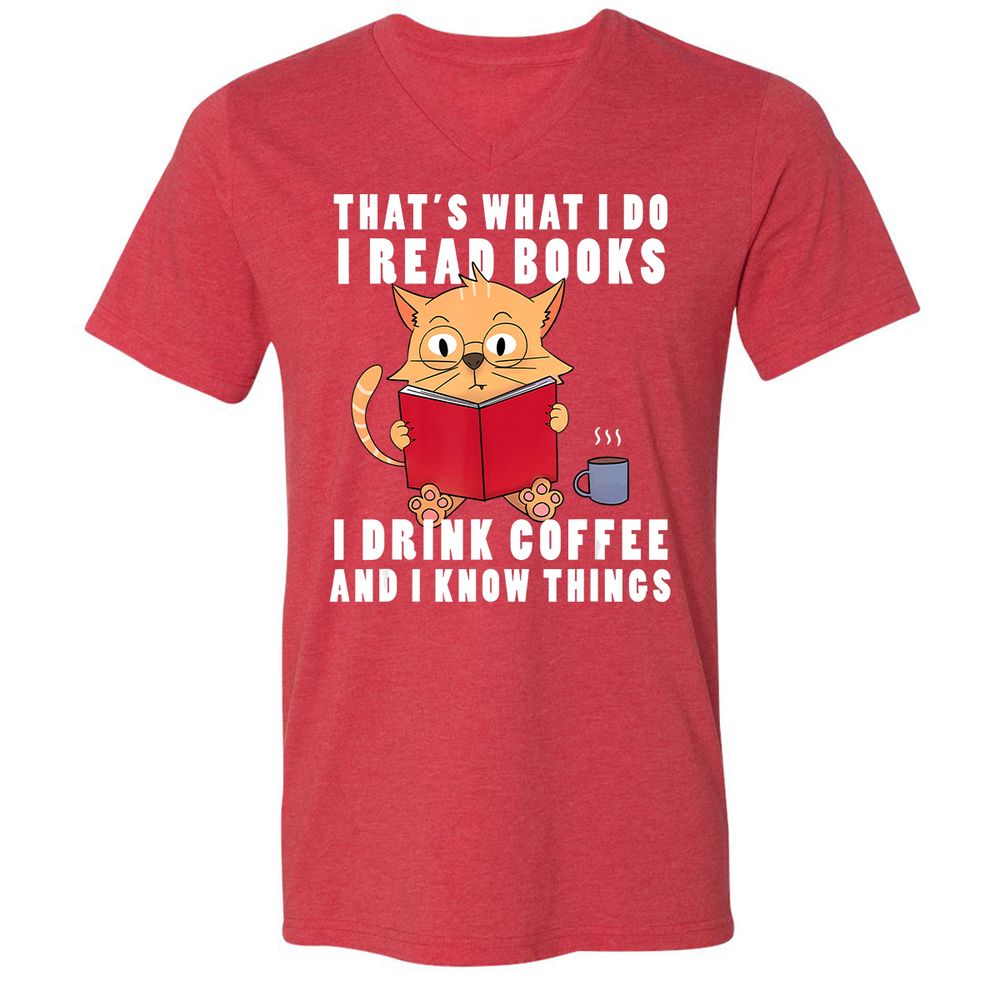 Unisex V-Neck T-Shirt - R2HNWBZJ - Heather Red - 16