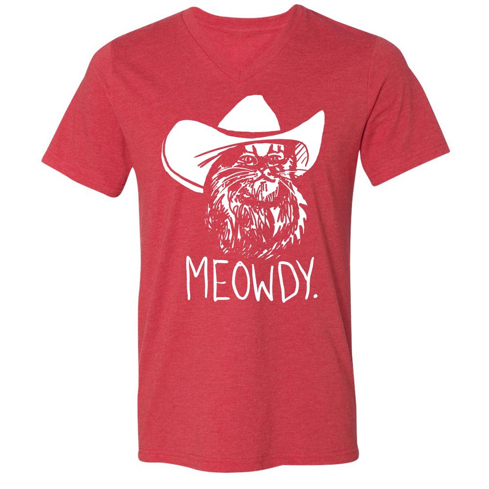 Unisex V-Neck T-Shirt - T9XRHC85 - Heather Red - 16