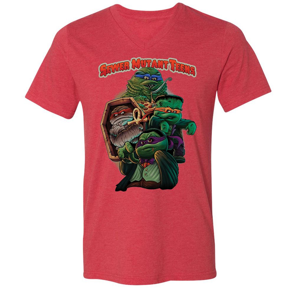 Unisex V-Neck T-Shirt - WX37A9XE - Heather Red - 16