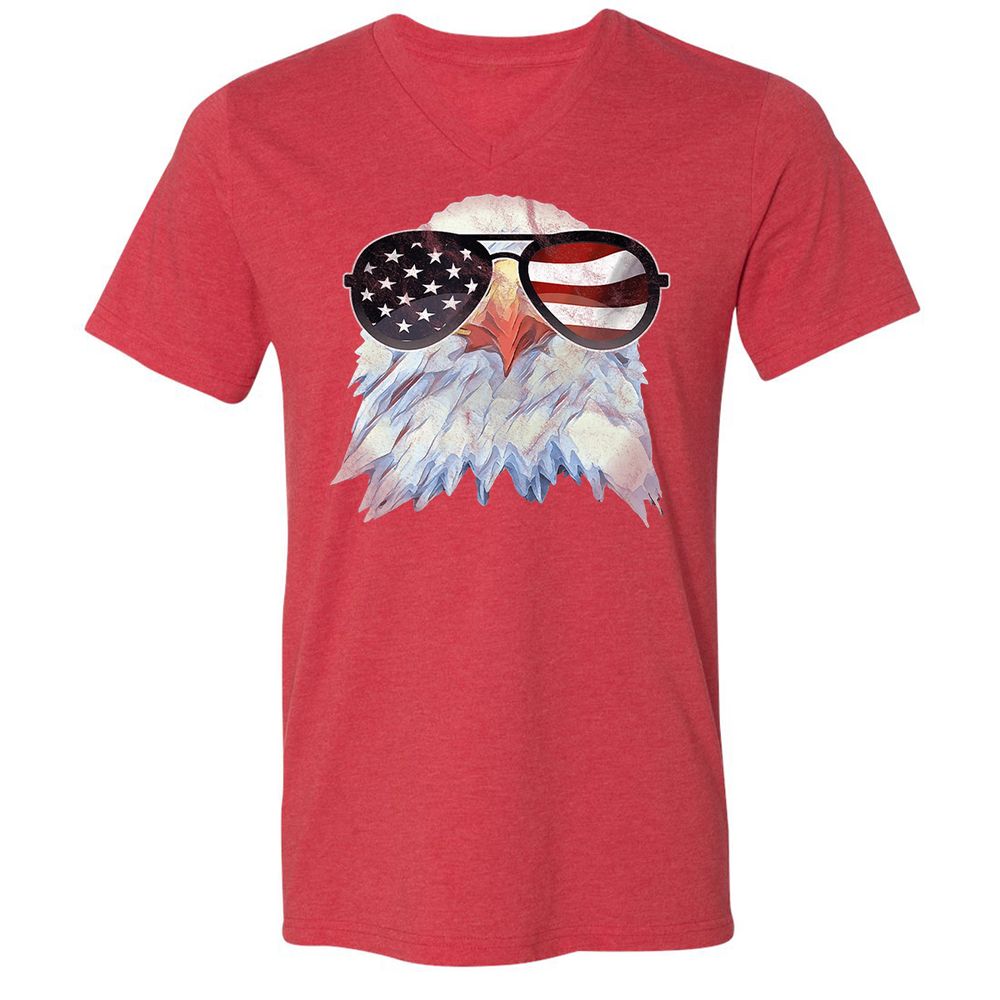 Unisex V-Neck T-Shirt - 2RLNRDUQ - Heather Red - 16