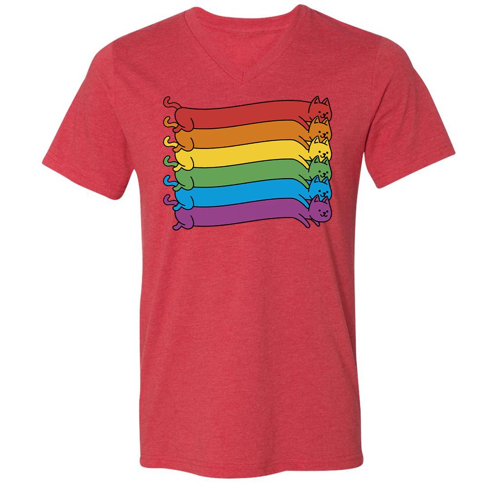 Unisex V-Neck T-Shirt - 6SH7MYTG - Heather Red - 16