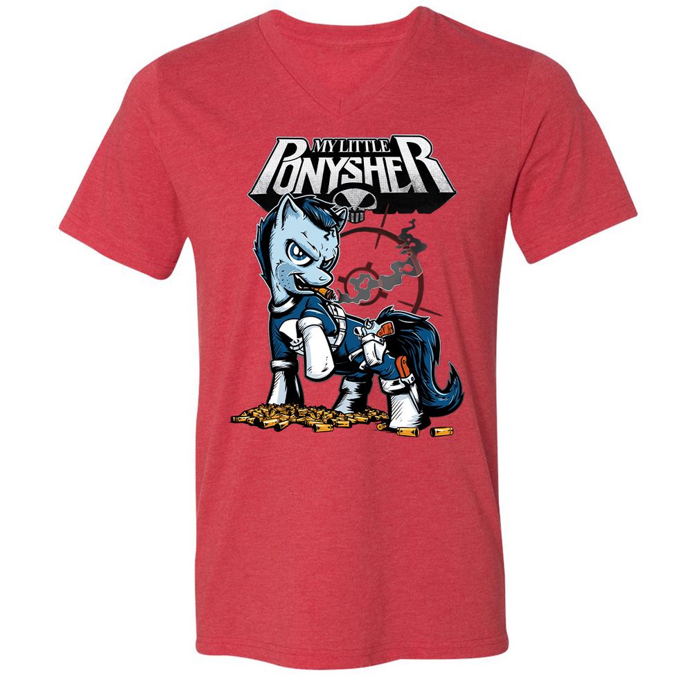 Unisex V-Neck T-Shirt - C67L1ZFV - Heather Red - 16