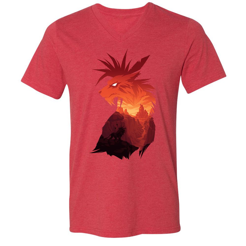 Unisex V-Neck T-Shirt - NLNKSUZ6 - Heather Red - 16