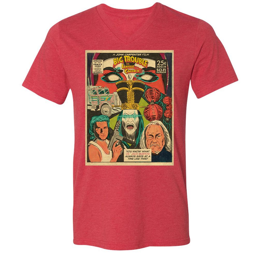 Unisex V-Neck T-Shirt - XYU8TWD1 - Heather Red - 16