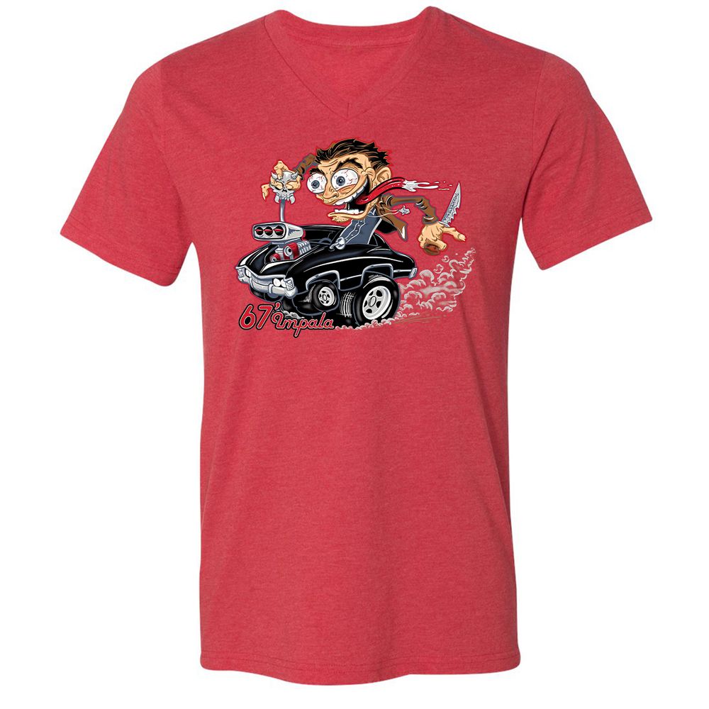 Unisex V-Neck T-Shirt - RKXFV9TJ - Heather Red - 16