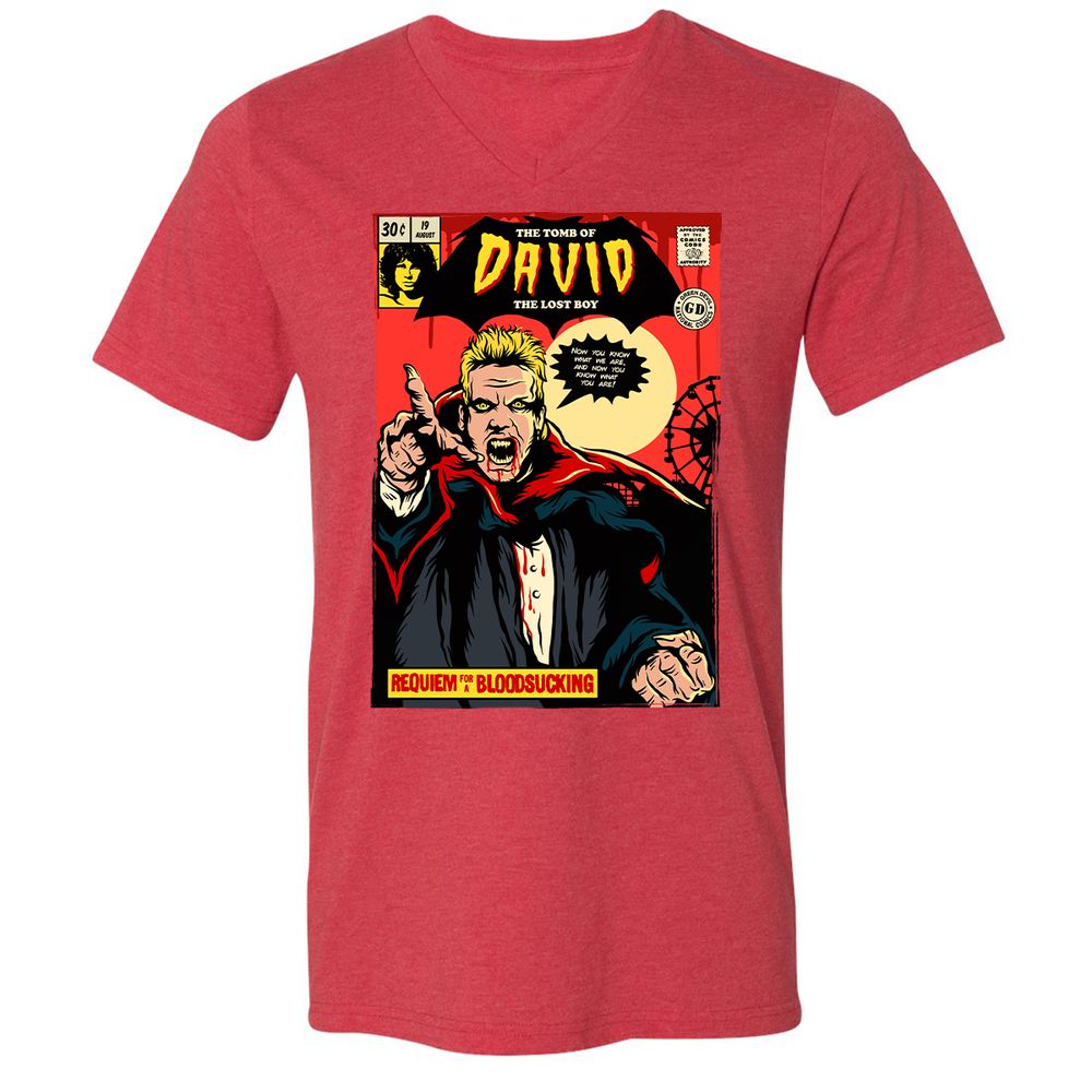 Unisex V-Neck T-Shirt - NTP7C5SC - Heather Red - 16