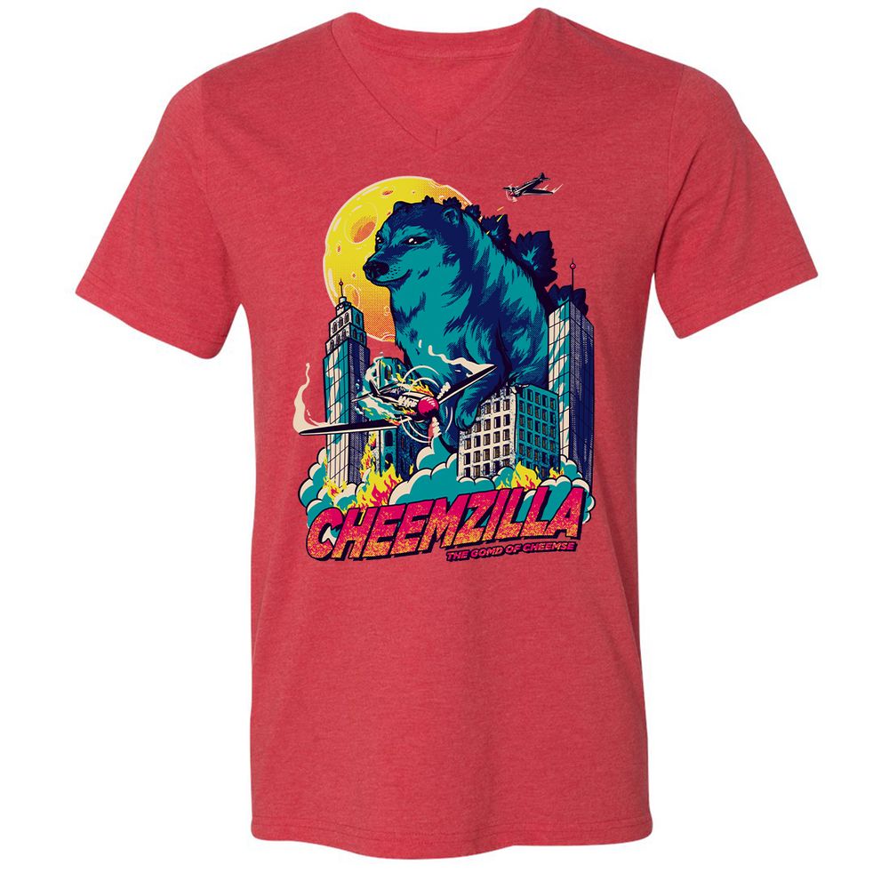 Unisex V-Neck T-Shirt - ZCZVVDDN - Heather Red - 16