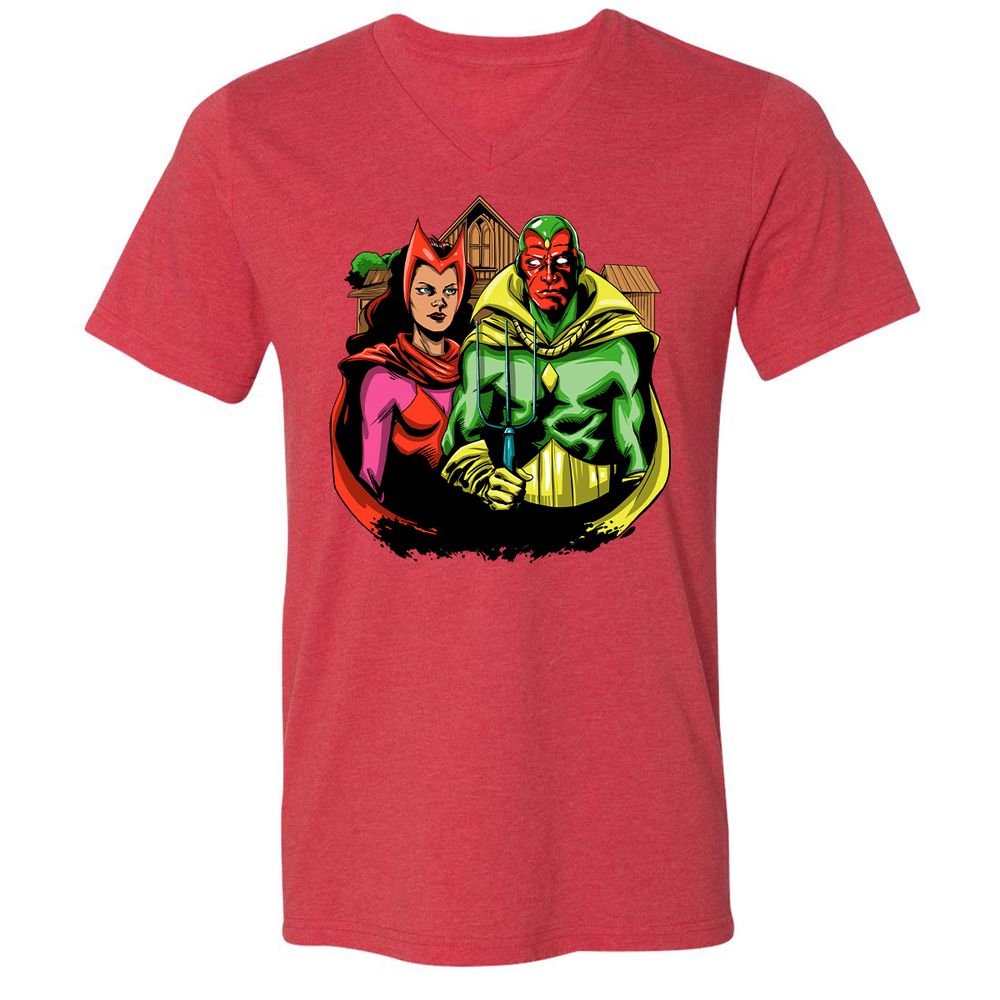 Unisex V-Neck T-Shirt - 5U655XYT - Heather Red - 16