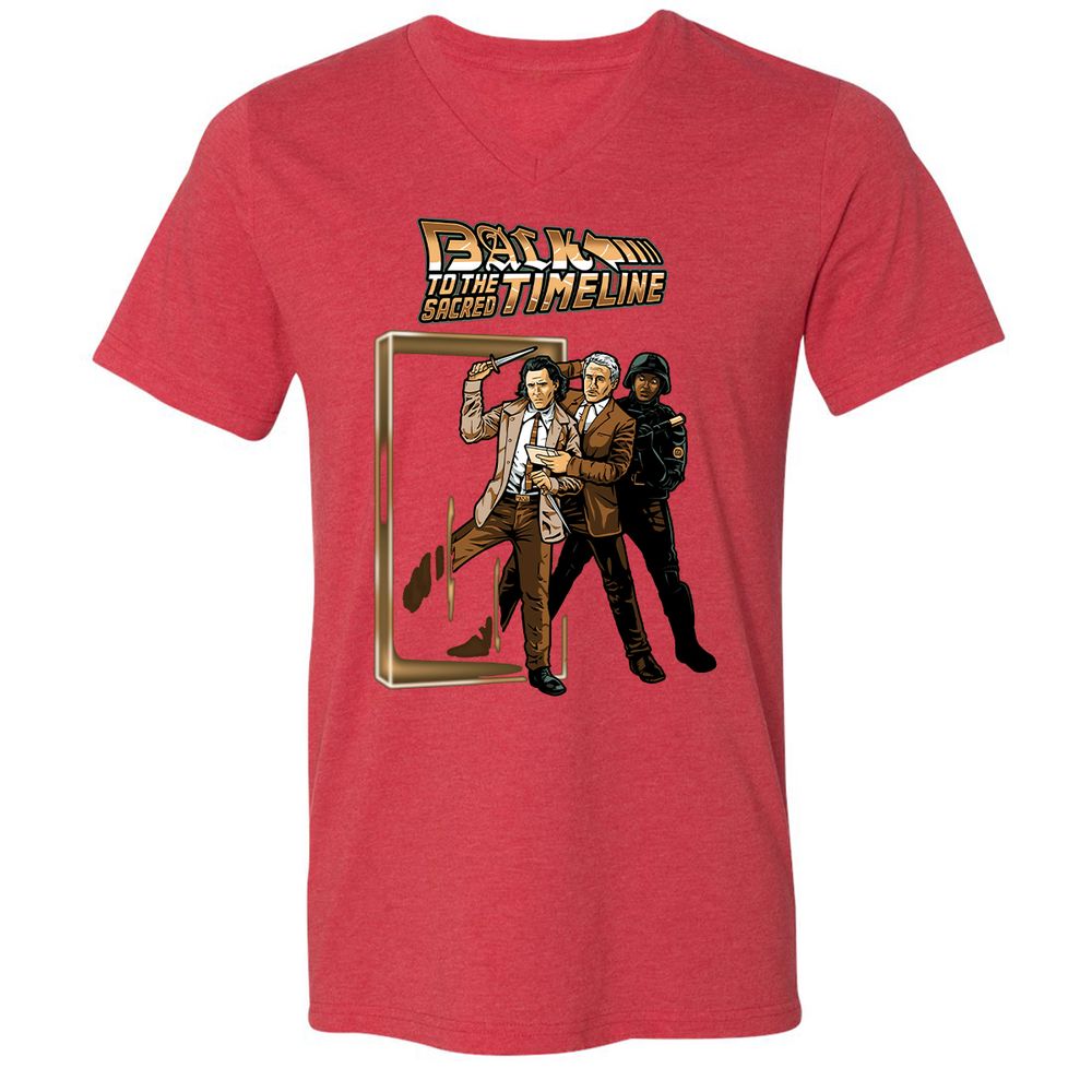 Unisex V-Neck T-Shirt - KJY83S2Q - Heather Red - 16