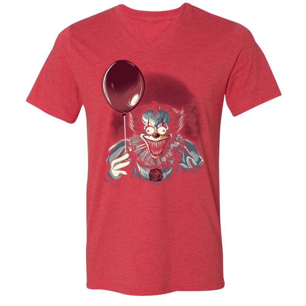 Unisex V-Neck T-Shirt - WVKPBBPE - Heather Red - 16