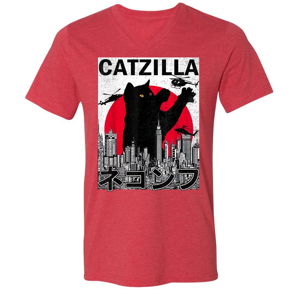 Unisex V-Neck T-Shirt - Q99Q2HJ6 - Heather Red - 16