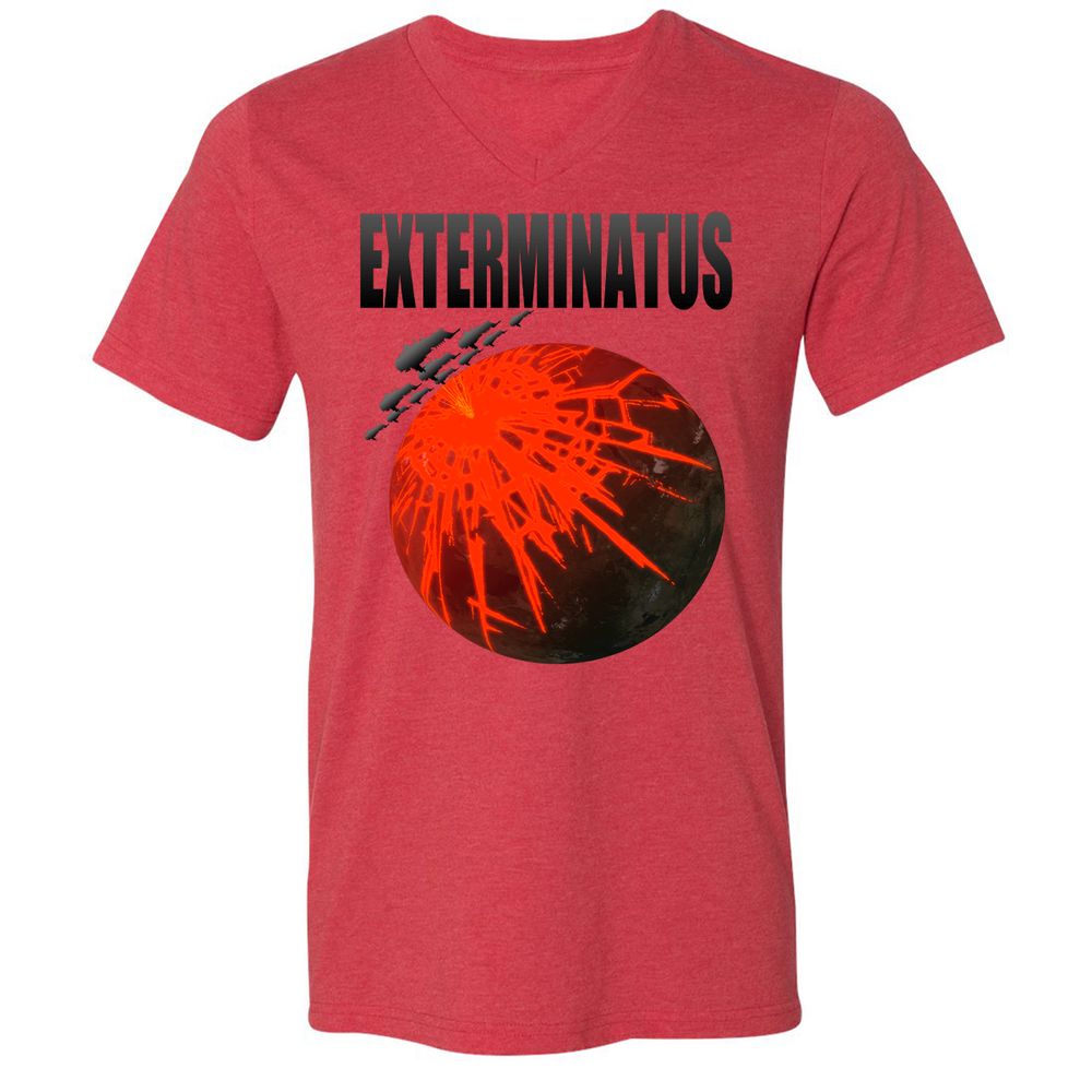 Unisex V-Neck T-Shirt - VJZCKVEC - Heather Red - 16