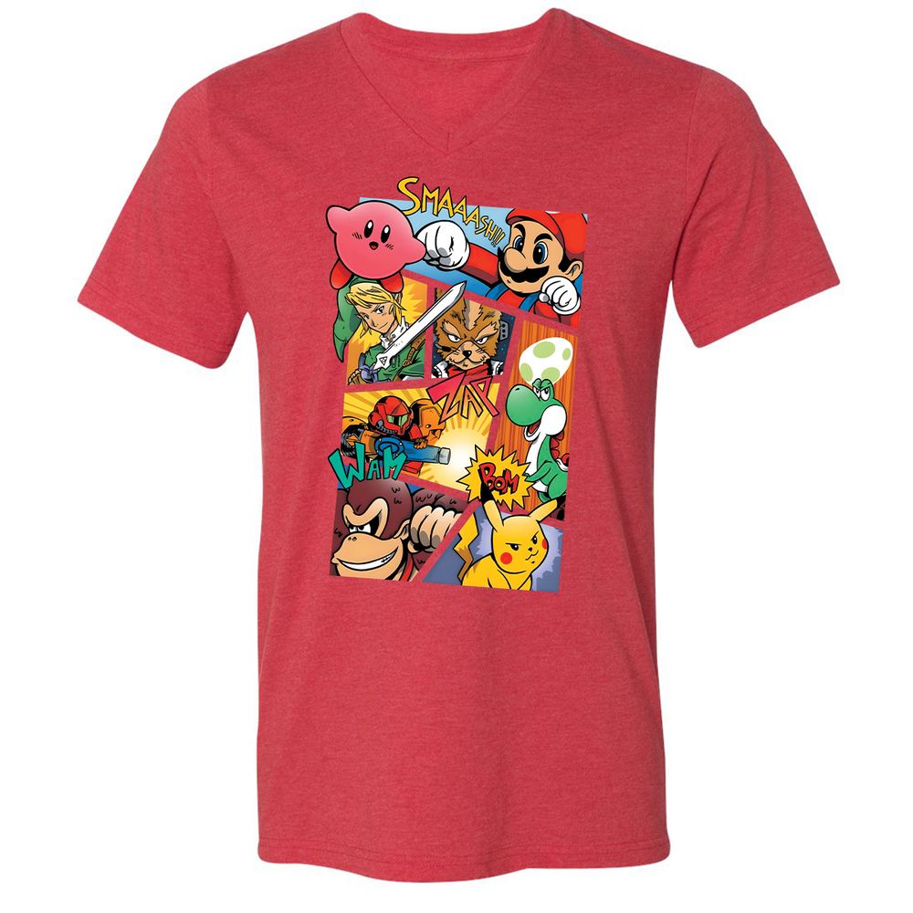 Unisex V-Neck T-Shirt - 29HE1BTW - Heather Red - 16