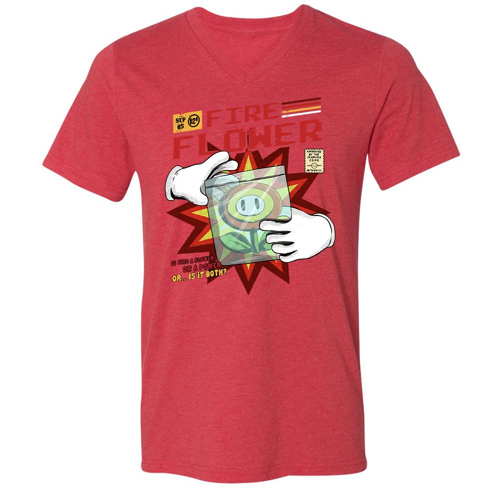 Unisex V-Neck T-Shirt - Y7EM8ZXW - Heather Red - 16