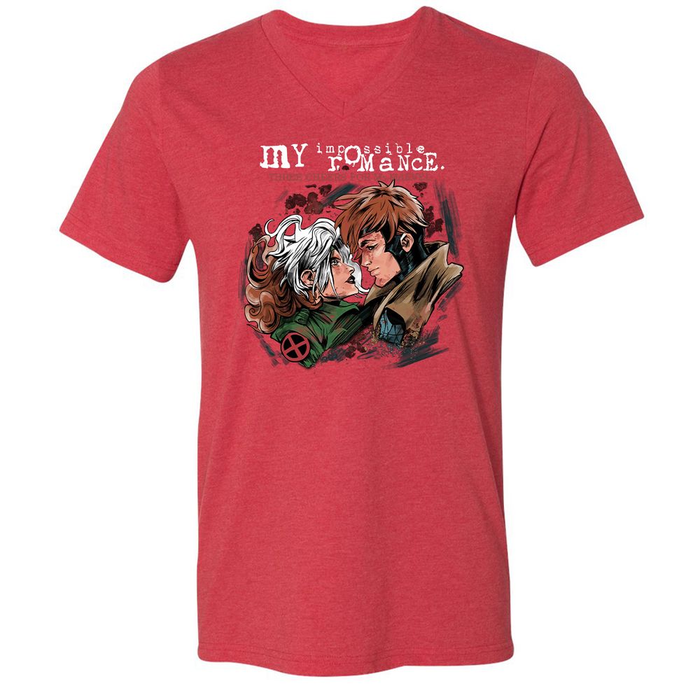 Unisex V-Neck T-Shirt - R79XZXU3 - Heather Red - 16