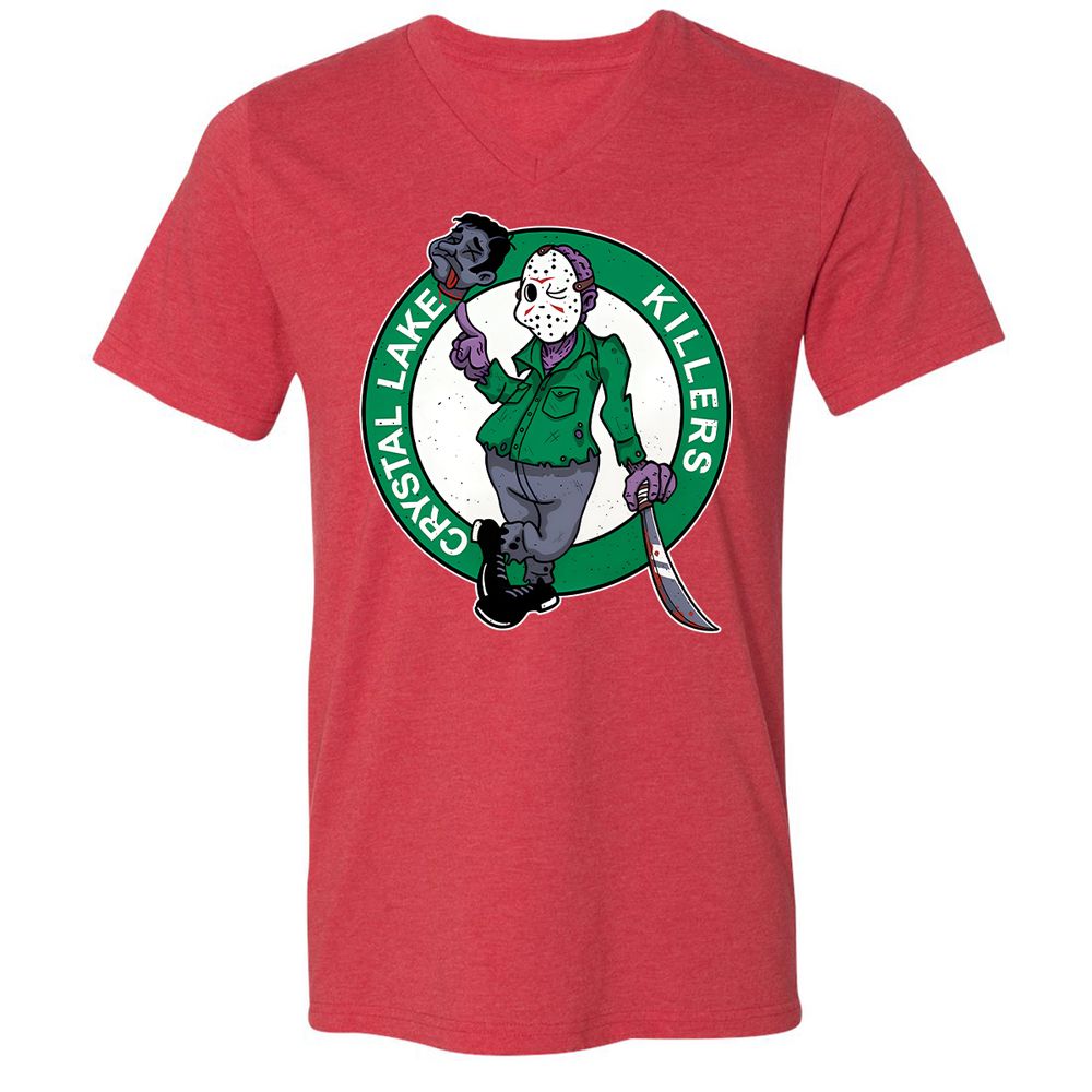 Unisex V-Neck T-Shirt - ADLVUVR4 - Heather Red - 16