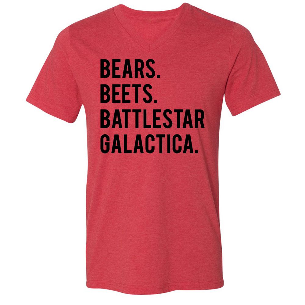 Unisex V-Neck T-Shirt - V7HFS8ZH - Heather Red - 16