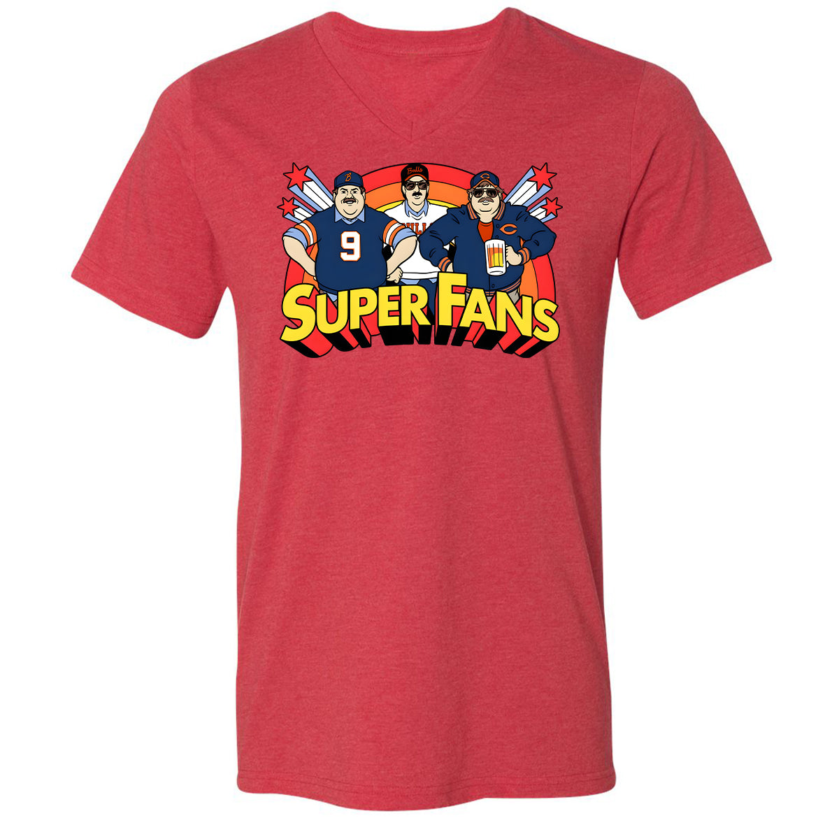 Unisex V-Neck T-Shirt - VUG7DDZ8 - Heather Red - 16