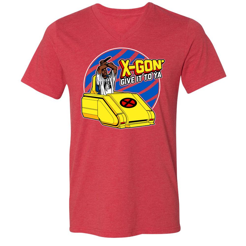 Unisex V-Neck T-Shirt - ZE6WX3FP - Heather Red - 16