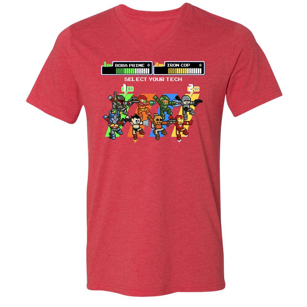 Unisex V-Neck T-Shirt - THQV8UVU - Heather Red - 16