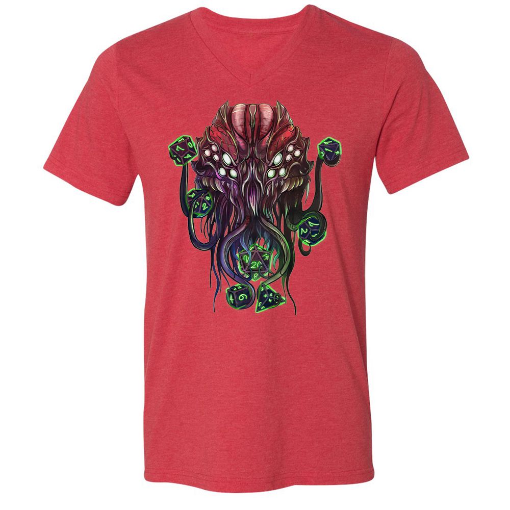 Unisex V-Neck T-Shirt - WHQ4FM17 - Heather Red - 16