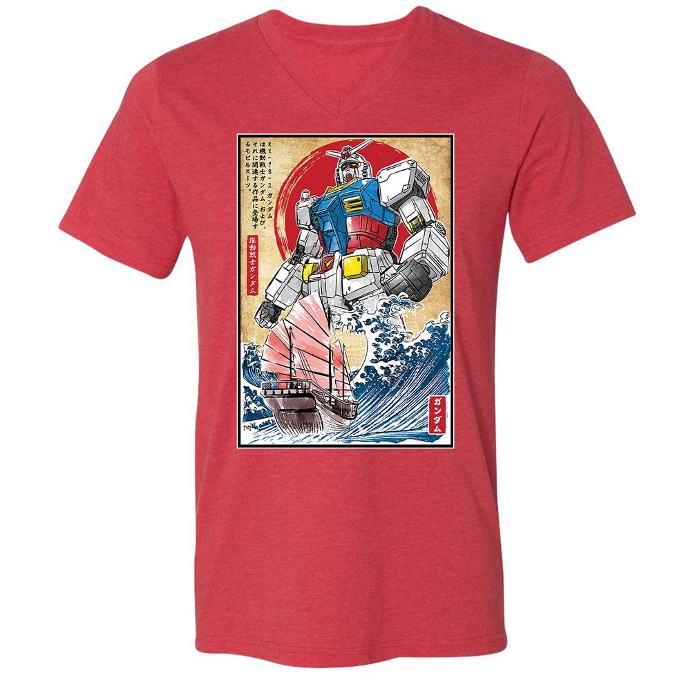 Unisex V-Neck T-Shirt - TCSQ2H63 - Heather Red - 16