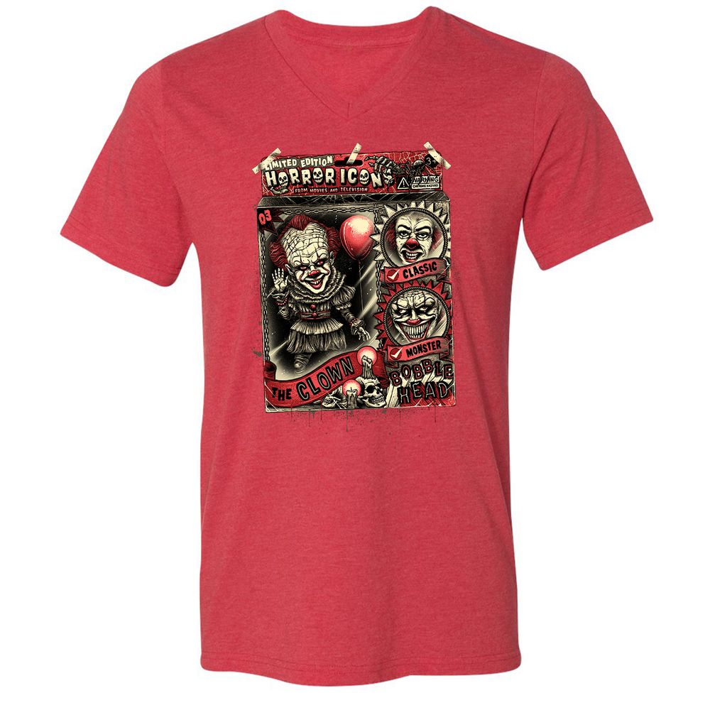 Unisex V-Neck T-Shirt - HRU19LE3 - Heather Red - 16