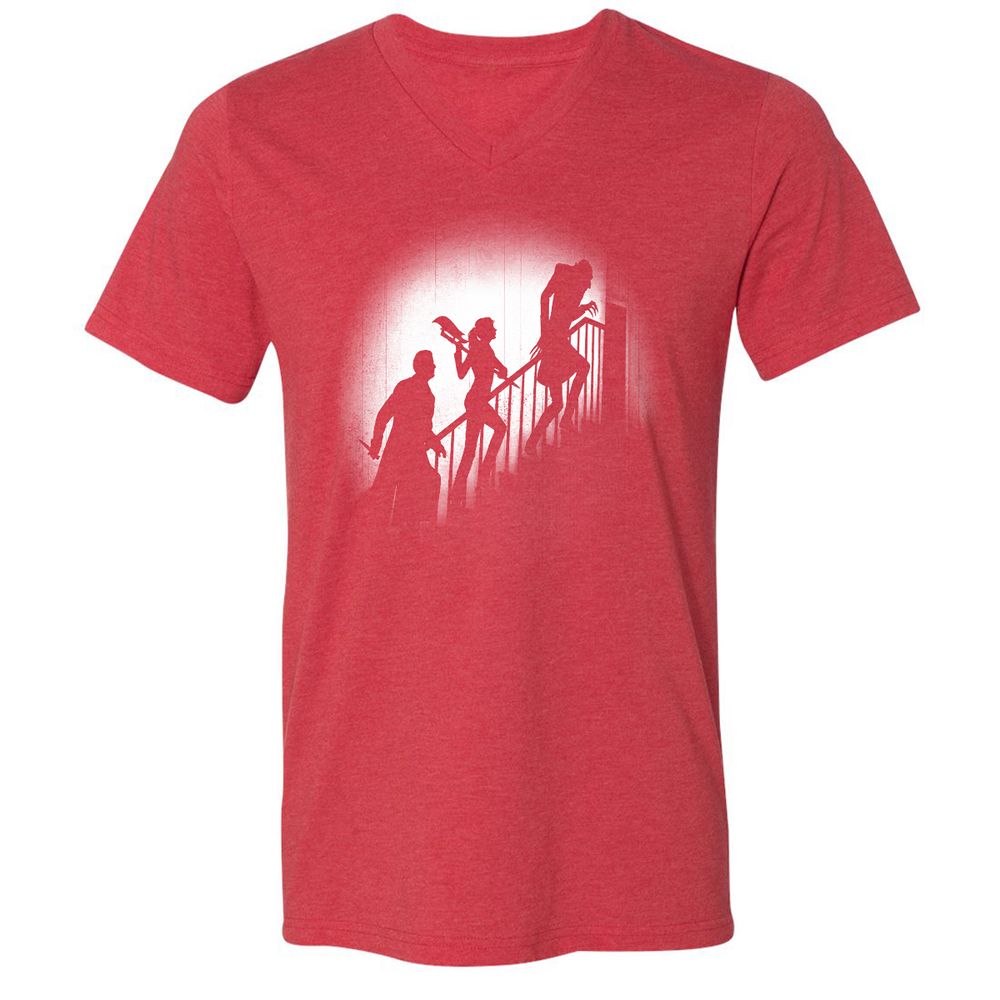 Unisex V-Neck T-Shirt - HCH9TXTT - Heather Red - 16
