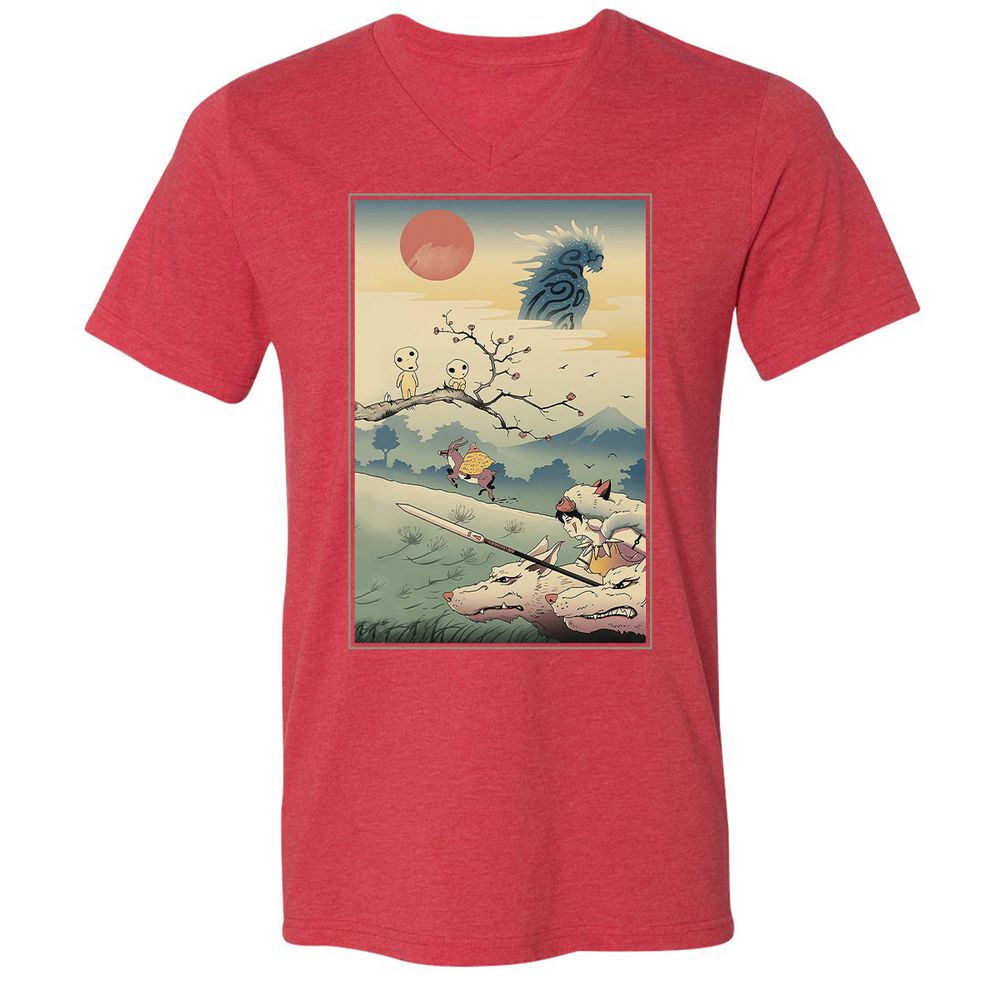 Unisex V-Neck T-Shirt - T5GTQ457 - Heather Red - 16